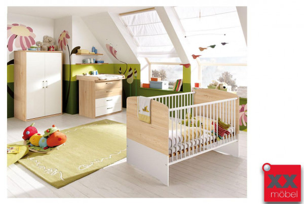 Babyzimmer | 4-tlg. | Achat | weiß - Sonoma Eiche | AC7