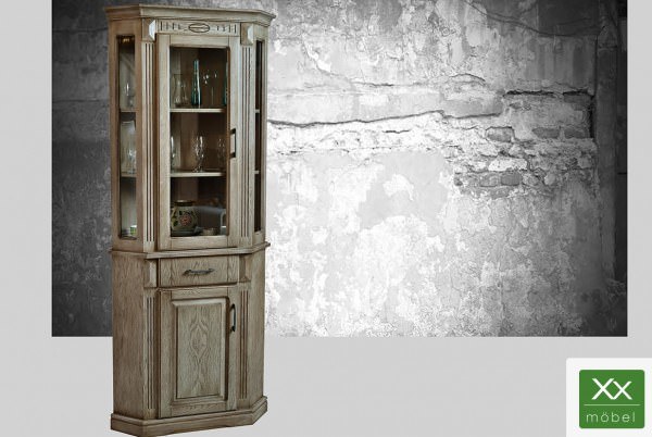 Eckvitrine Landhausstil | Castell | castellfarbig Eiche teilmassiv | T91