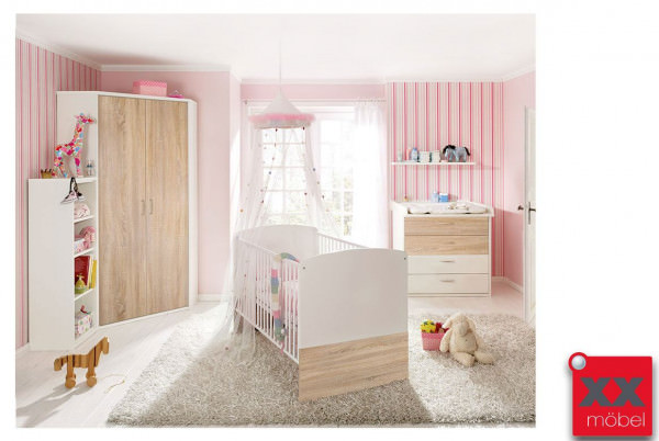 Babyzimmer | 4-tlg. | Achat | weiß - Sonoma Eiche | AC6