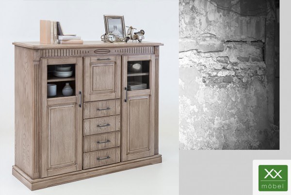 Highboard | Castell | castellfarbig Eiche teilmassiv T17