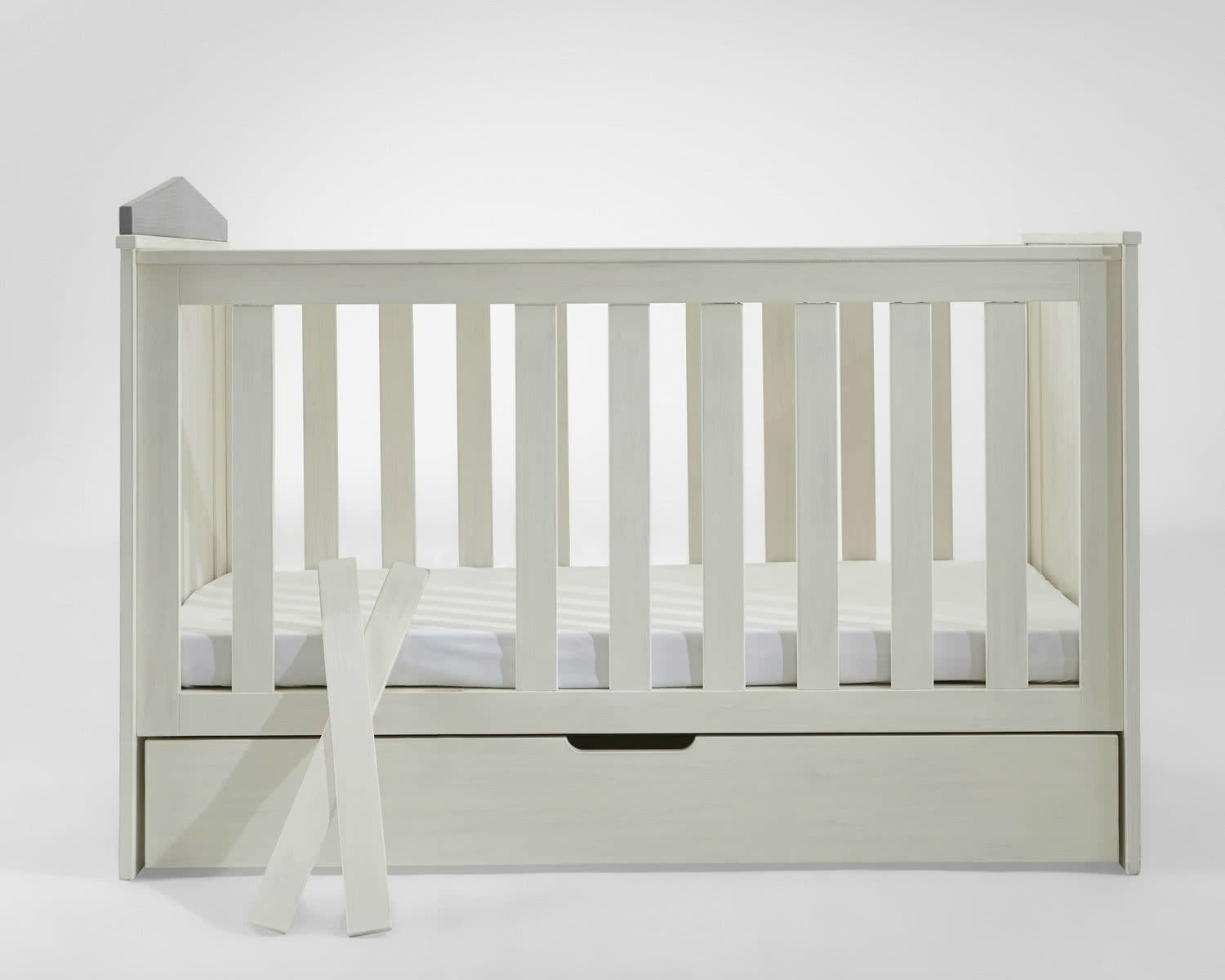 Lucky · Babybett – weiß / grau – 145 × 100 × 75 cm