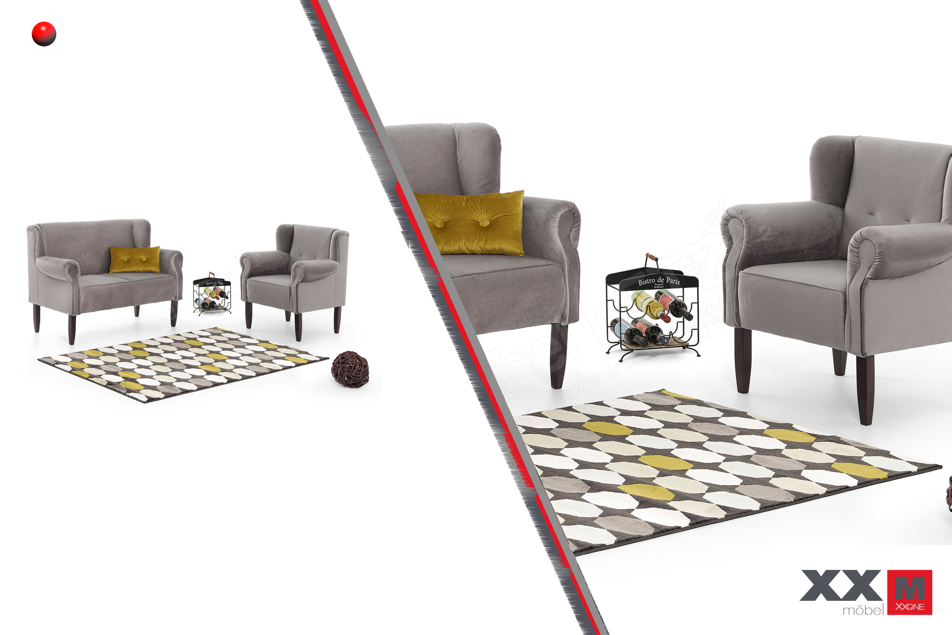 Pavolo · Tischsofa 2-sitzig · Typen- und Ausführungsbeispiel