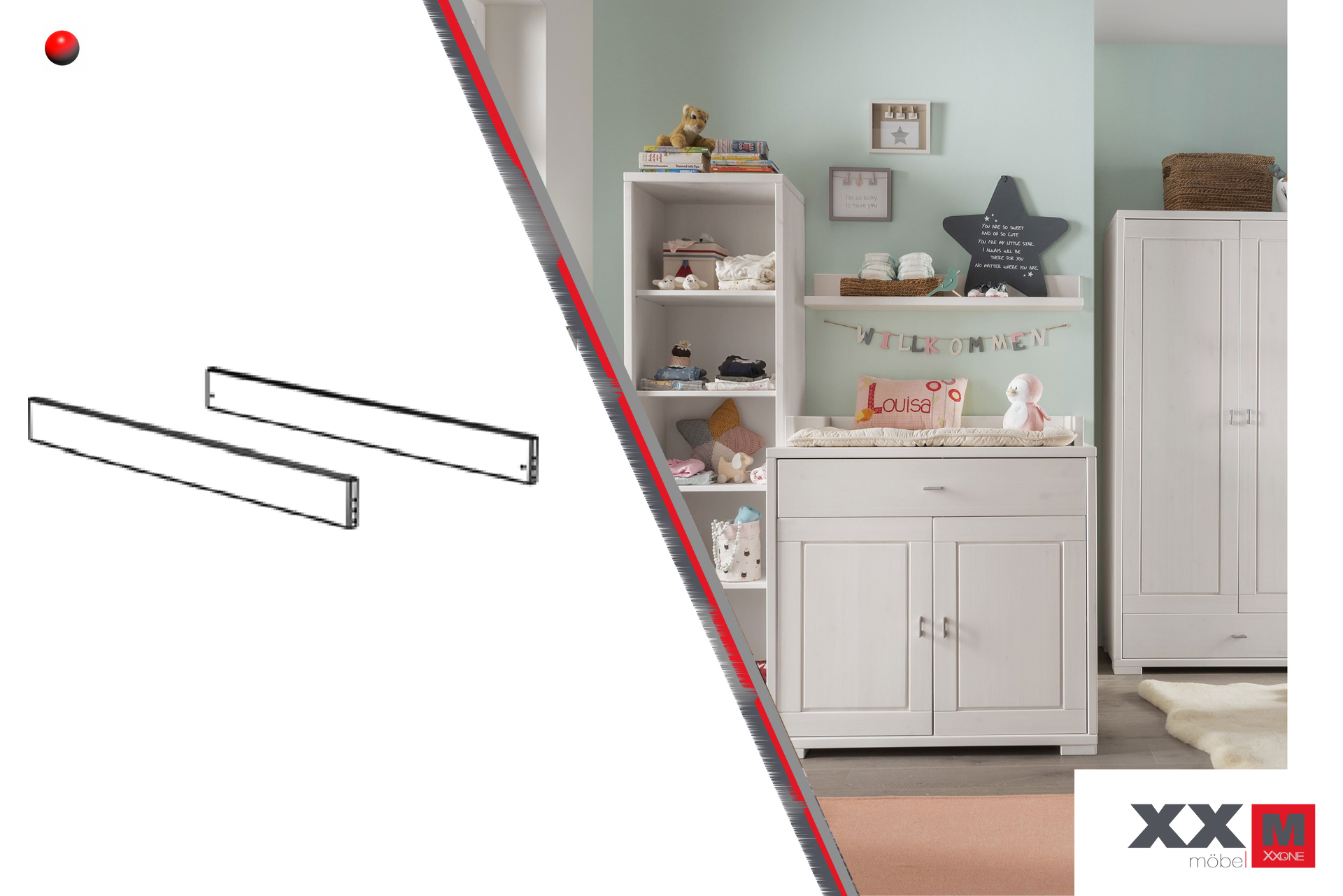 Vita · Umbauseiten zum Babybett – weiß – 140 × 15 cm (B × H)