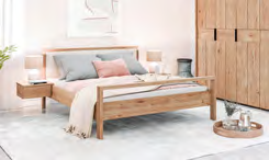 Bett mit Filzkopfteil · Beige · hohes Fußteil · Originalabbildung / Ausführungsbeispiel