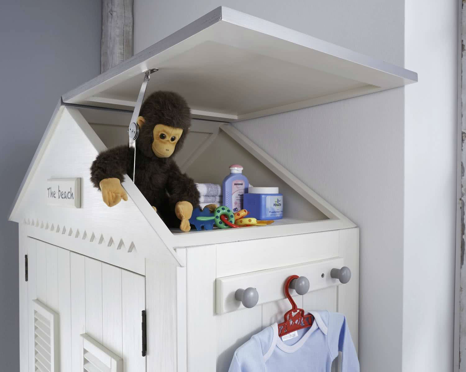 Lucky · Kleiderschrank – weiß / grau – 107 × 184 × 53 cm