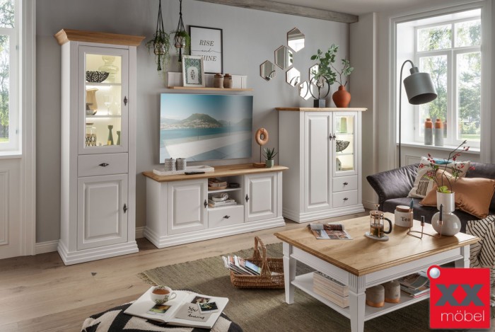 Wohnwand | 4-tlg. | Linea - WZ-0622 | Kiefer Massivholz | W01