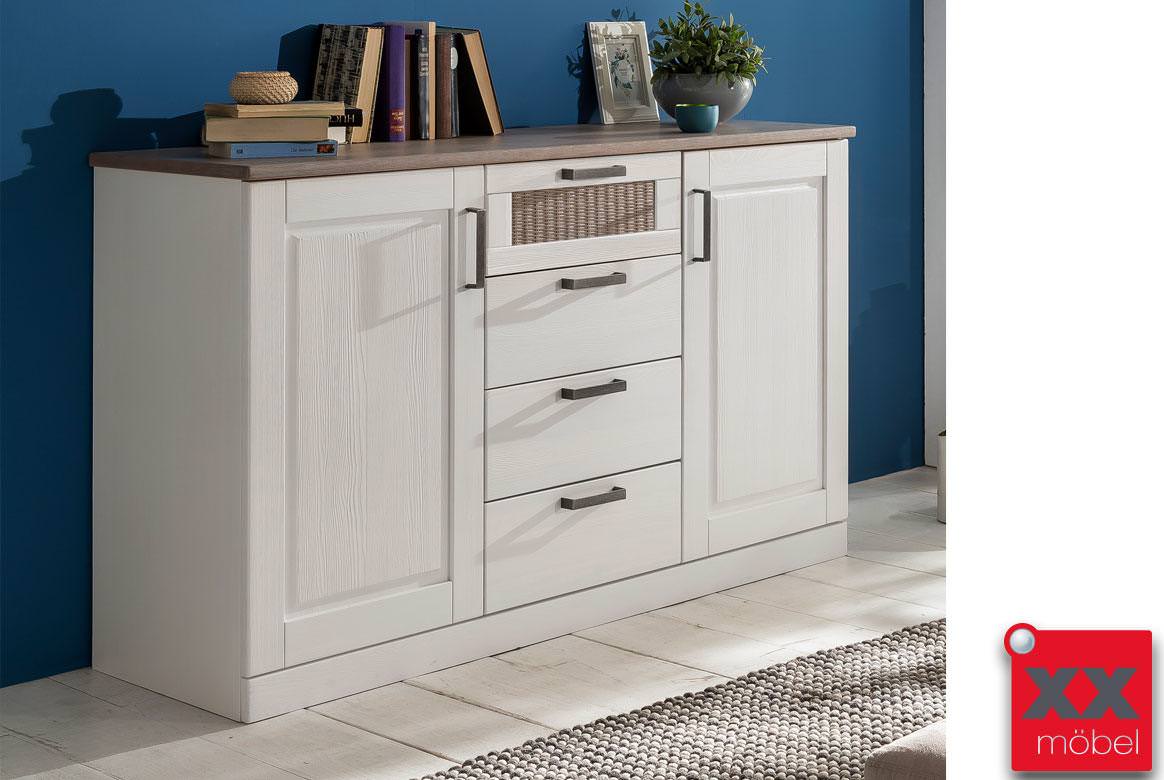 Kommode Landhausstil weiß | Lugano | Romantik Massivholz | T77