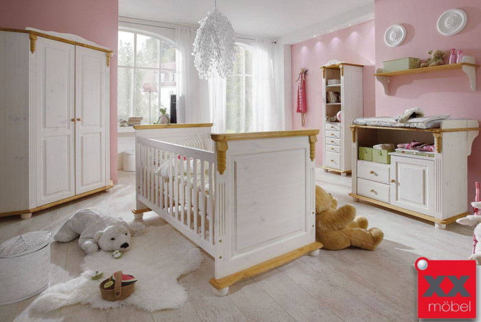 Babyzimmer Landhausstil weiß | Roma | Kiefer Massivholz | R03