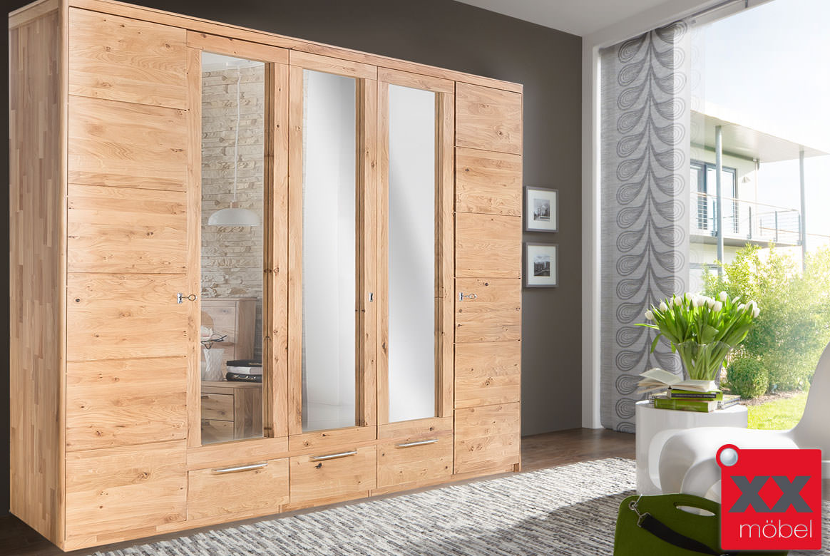 Kleiderschrank Massivholz | Micaja | Eiche bianco | T45