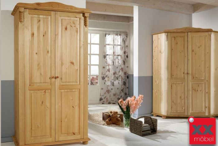Kleiderschrank 2-trg laugenfarbig | Roma | Kiefer massiv | T02