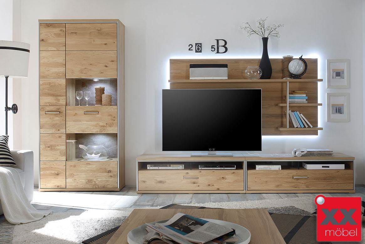 wohnwand holz dunkel, massivholz wohnwand online kaufen | xxmÖbel, Design ideen