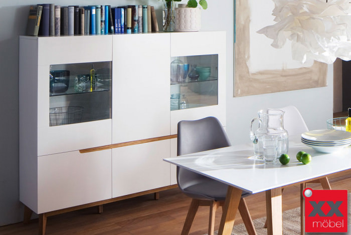 Highboard | Cervo | weiß - Asteiche | T07