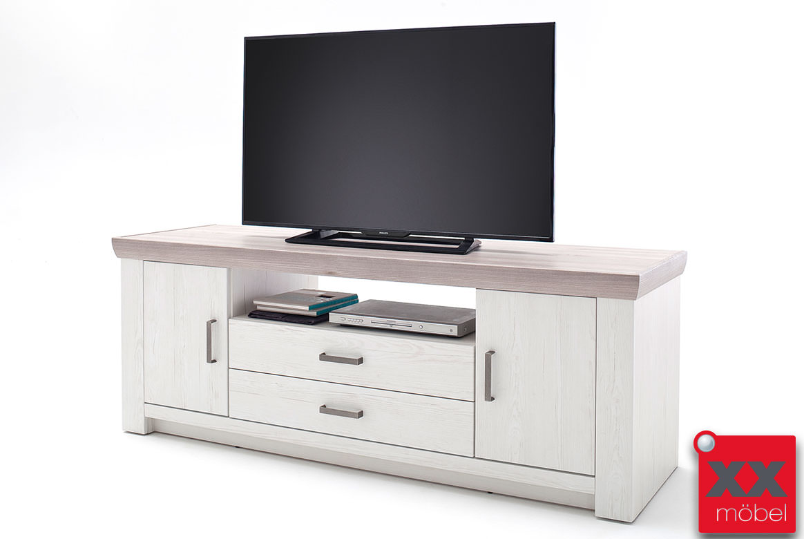 Lowboard Landhausstil weiß | Bozen | Eiche Nelson 3d Optik | T31