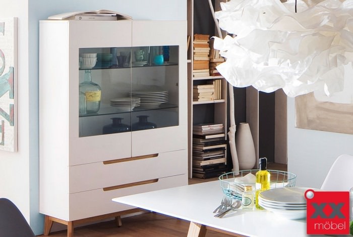 Highboard | Cervo | weiß - Asteiche | T06