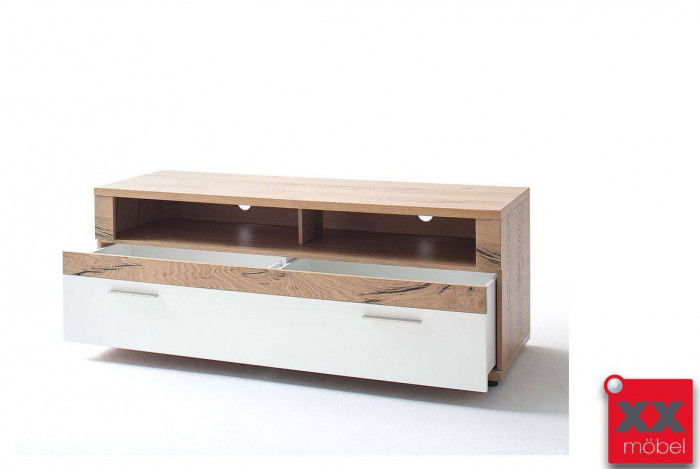 TV Lowboard | Nizza | weiß - Crackeiche | T30
