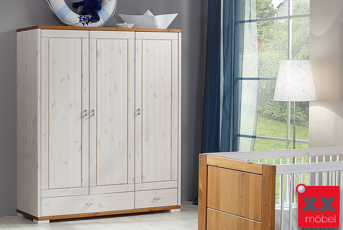 Kinderzimmer Kleiderschrank Massivholz | Vita | weiß Landhausstil | SK84