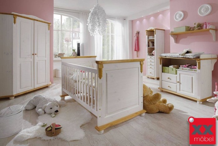 Babyzimmer weiß | 5-tlg. | Roma | Kiefer Massivholz | R04