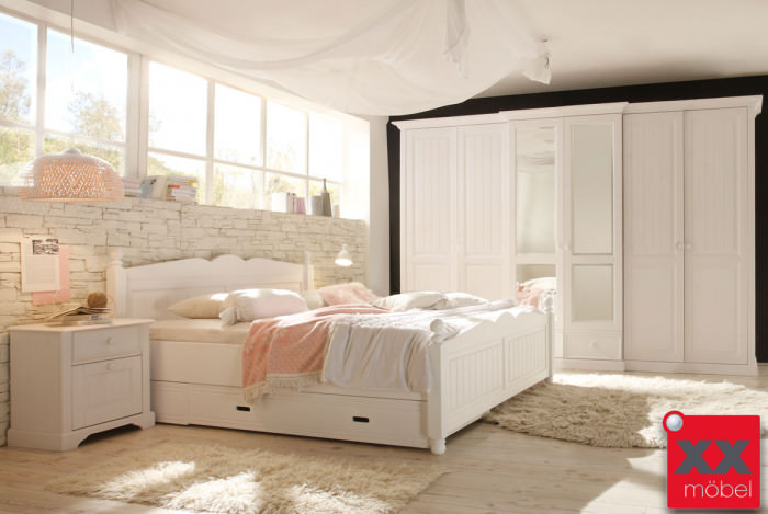 Landhausstil Schlafzimmer | Cinderella | Kiefer weiss komplett | W01S Landhausstil Schlafzimmer | Cinderella | Kiefer weiss komplett | W01S