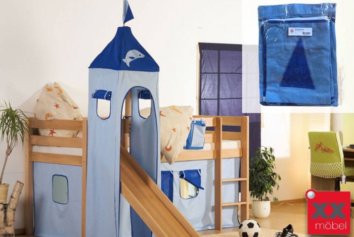 Stoffset Delphin blau | Für Alex Hochbetten mit Turm | Relita